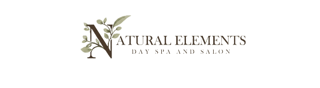 Natural Elements Day Spa & Salon logo with leaves and elegant font.