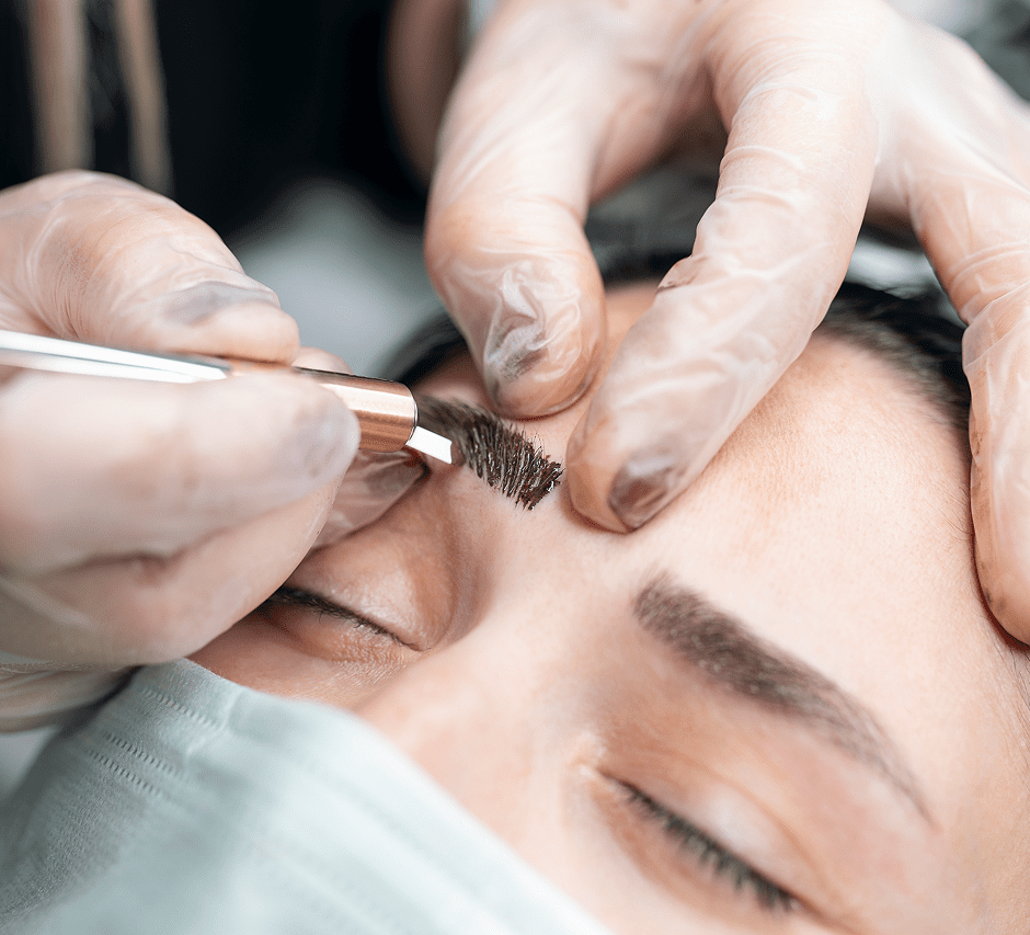 Professional eyebrow shaping session
