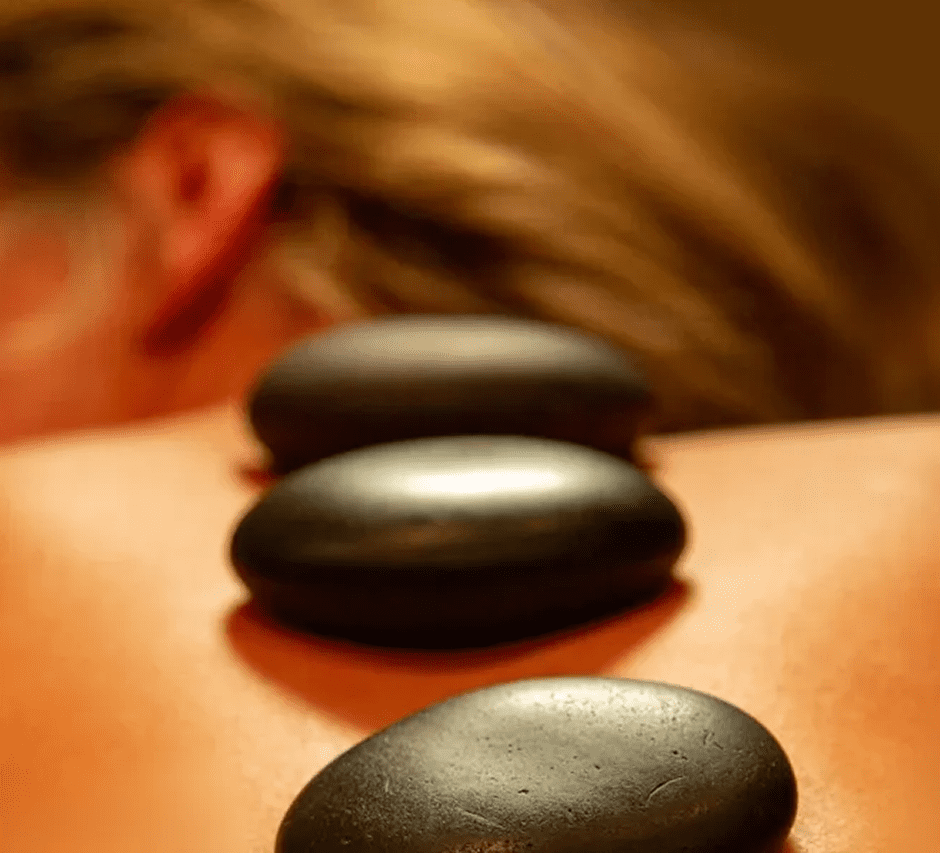 Spa treatment with heated stones